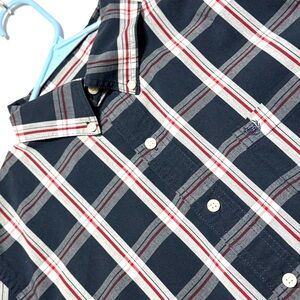 Chaps Navy Red White and Gray Plaid Button Down‎ Shirt Size M Excellent